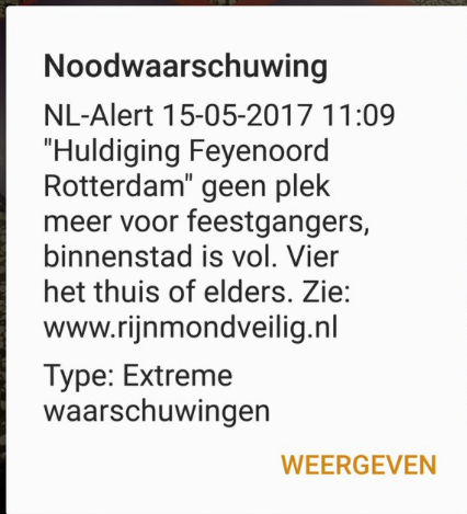 NL Alert huldiging Feyenoord